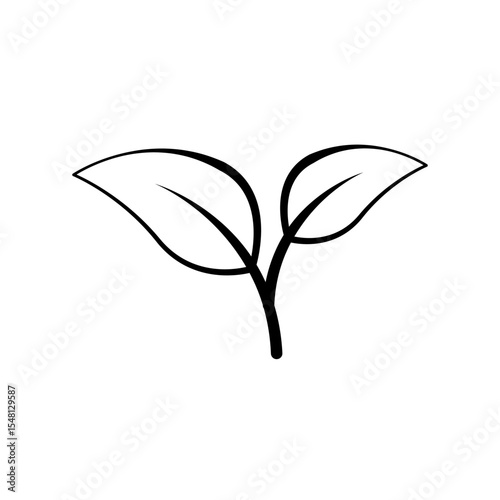 leaf icon, simple flat style, logo sign symbol vector illustration pictogram, isolated on white for mobile app