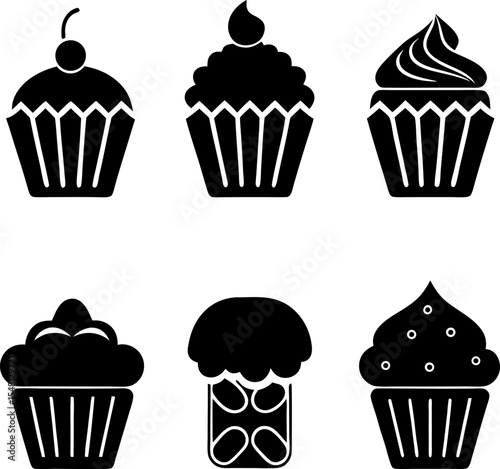 simple cupcake icon set  bakery food graphic desse.eps