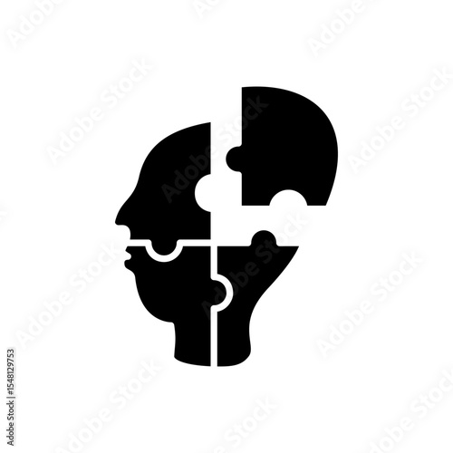 puzzle head icon, simple flat style, vector illustration, symbol, design logo template pictogram, for ui or ux isolated on white for mobile app, editable
