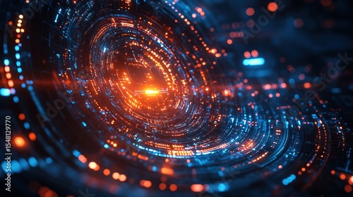 Futuristic Neon Data Waves in Deep Space
