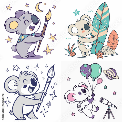 Photography High-Quality koalas Illustrations in Various Styles – SVG Bundle