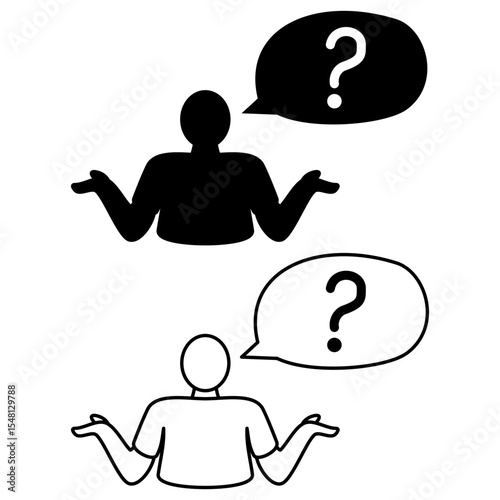 confused person icon, simple flat style, vector illustration, symbol, design logo template pictogram, for ui or ux isolated on white for mobile app, editable