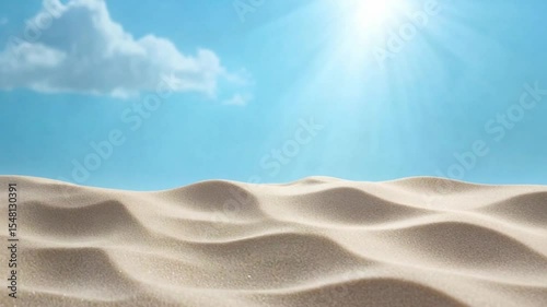 Golden Sands and Azure Skies: A serene landscape unveils the beauty of a sun-kissed desert, the undulating dunes reflecting the radiant sunlight.  The idyllic setting speaks of nature's grandeur.