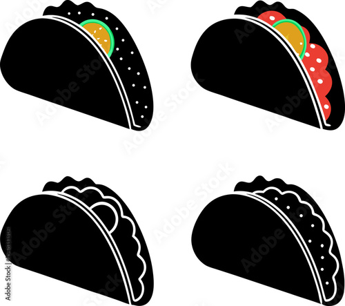 taco with tortilla shell mexican lunch flat vector (1).eps