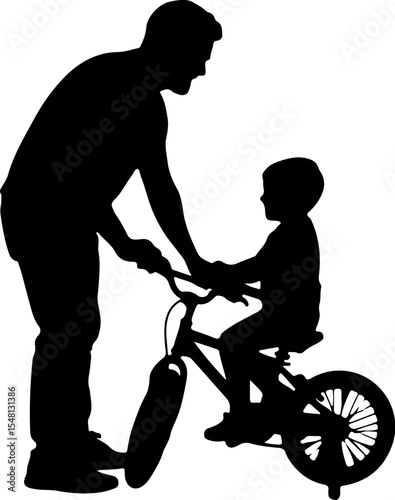 father and son with bicycle