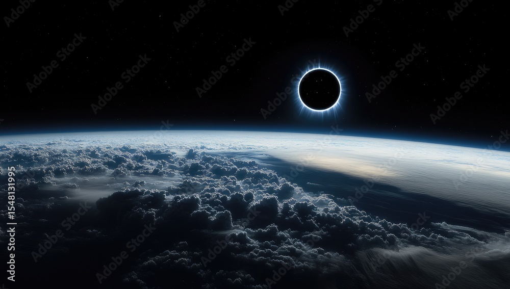 Fototapeta premium Solar eclipse viewed from space