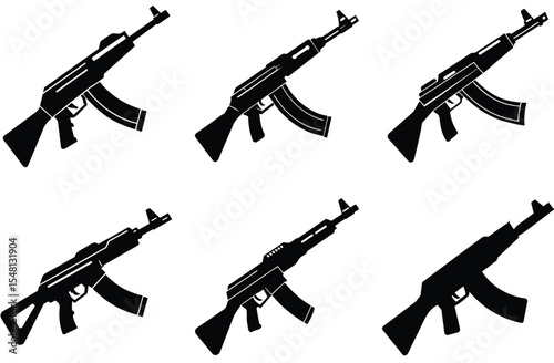 "Assault Rifle Silhouette Vector – Military Weapon Icon in Minimal Style"