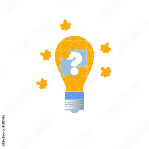 Puzzle Light Bulb with Question Mark Representing Innovative Ideas