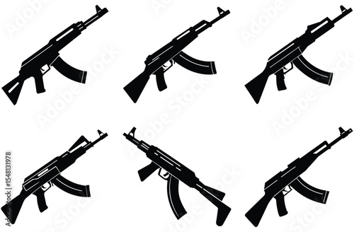 "Assault Rifle Silhouette Vector – Military Weapon Icon in Minimal Style"