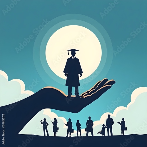 silhouette, people, vector, illustration, woman, business, couple, love, moon, concept, night, businessman, family, sky, art, tree, sun, success