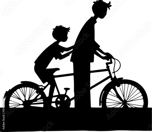 silhouette of a girl with a bicycle