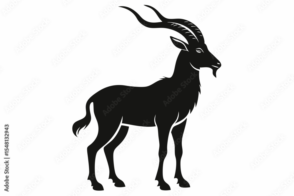 Obraz premium markhor sihouette black vector 