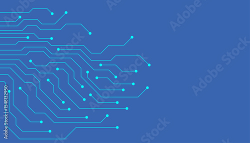 Blue digital background featuring abstract circuit lines and connected nodes ideal for tech themed designs and modern technology interfaces