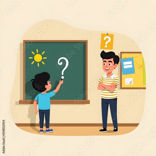 school, teacher, blackboard, cartoon, education, classroom, child, board, student, boy, illustration, people, class, vector, chalk, kid, professor, children, art, drawing, back, lesson, business, kids