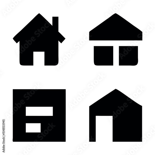 Home and building icons set. Illustration 