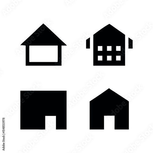 Home and building icons set. Illustration 