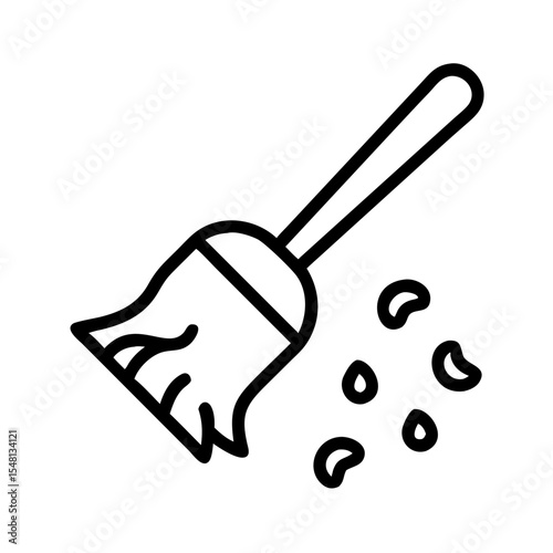 Broom sweeping dirt and debris on white background, concept of waste  