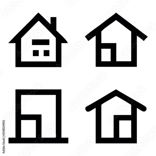 Home and building icons set. Illustration 