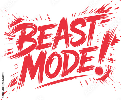 Beast Mode Typography Powerful Red Lettering Graphic for Fitness Motivation and Energy