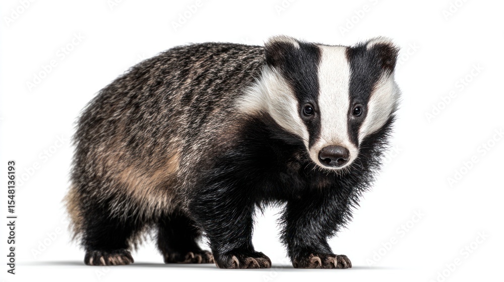 Fototapeta premium Badger portrait against white background