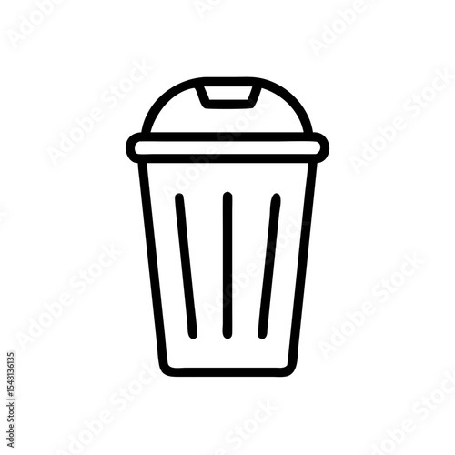 Three simple trash bins in black outline on white background  