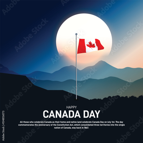 Happy Canada day. Happy Canada day creative banner, poster, social media post, postcard, template, background, backdrop, greetings card, web banner, cover design etc.