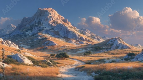 Mountain Valley Path at Sunset