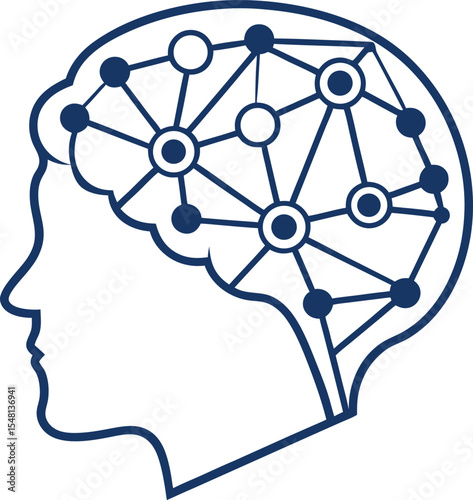 human brain network connection silhouette image