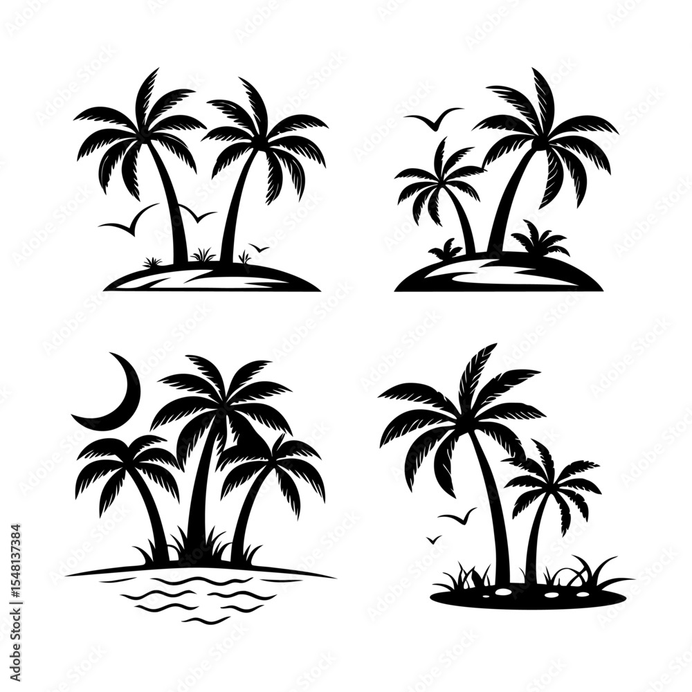 Fototapeta premium Palm tree icon with coconut tree vector for logos and vector