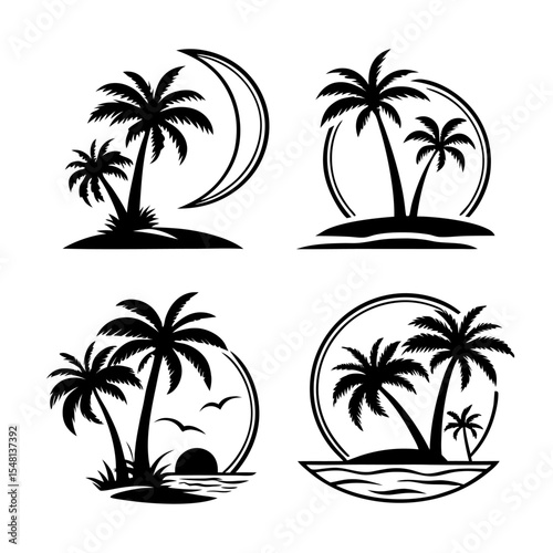 Palm Tree Logos and icon Vector Graphic for Coconut Tree Silhouette