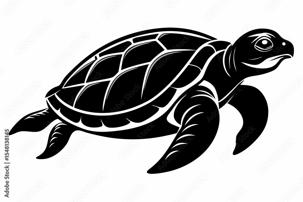 Fototapeta premium loggerhead turtle sihouette black vector 