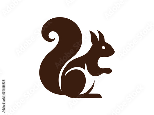 Squirrel silhouette vector in side view, suitable for outdoor brand marketing, eco-friendly labels and nature blogs.