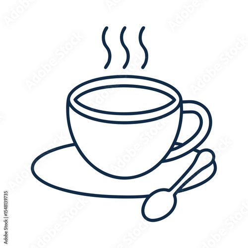 Coffee cup icon in minimal outline style