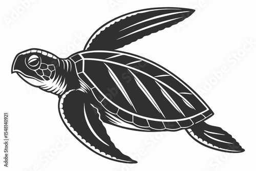 leatherback turtle sihouette black vector 