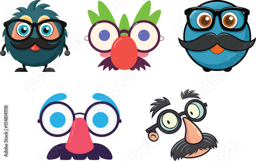 Cartoon Glasses with Mustache and Nose – Joke Prop Art. 