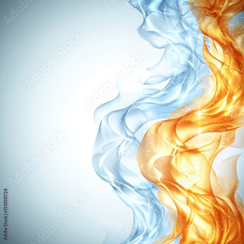 Dynamic swirl of vibrant blue and orange flames symbolizes energy, creativity, and elemental forces in a stunning visual.