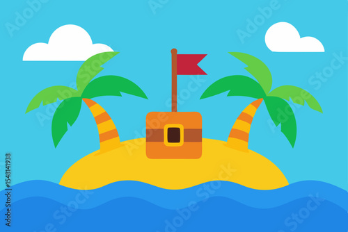 tropical island with palm trees
