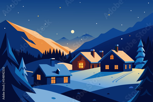 winter landscape with houses