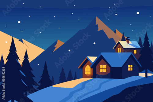 winter landscape with houses