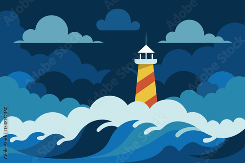 lighthouse on the sea background