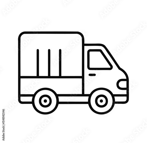 Hand Lifting Carton Box Outline Icon – Minimal Vector Illustration on White Background