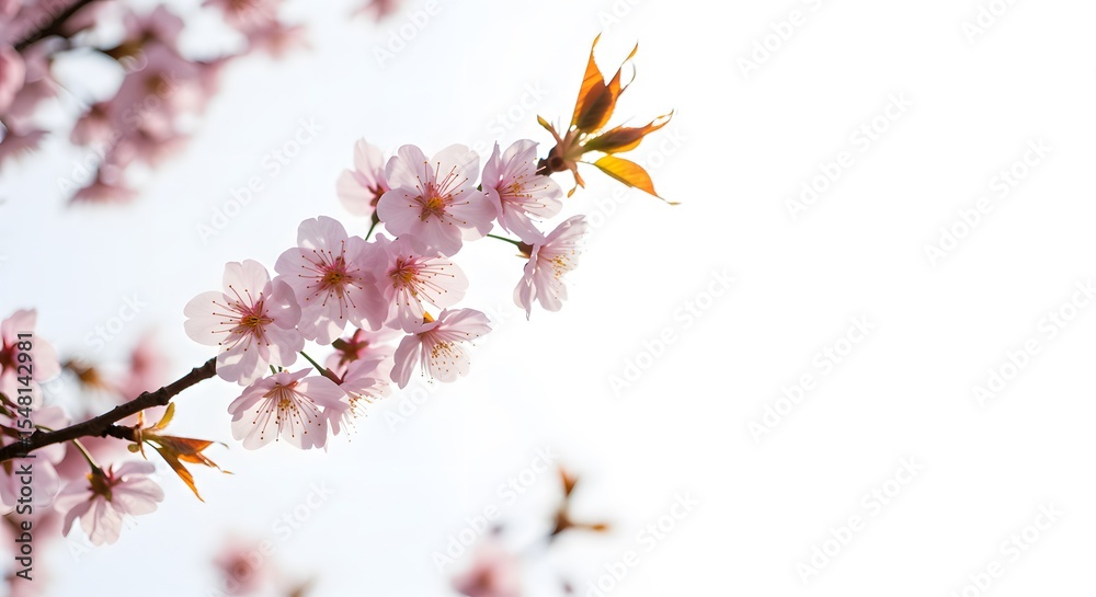 Obraz premium 春の柔らかな光浴びて優しく咲く桜の花びら. AI Generated