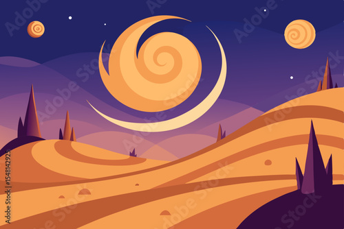 desert landscape with moon