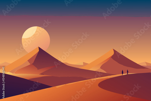 vector illustration of a desert