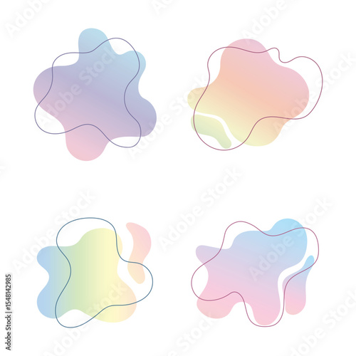 Organic amoeba blob shape, abstract shapes with line vector illustration, isolated on white background
