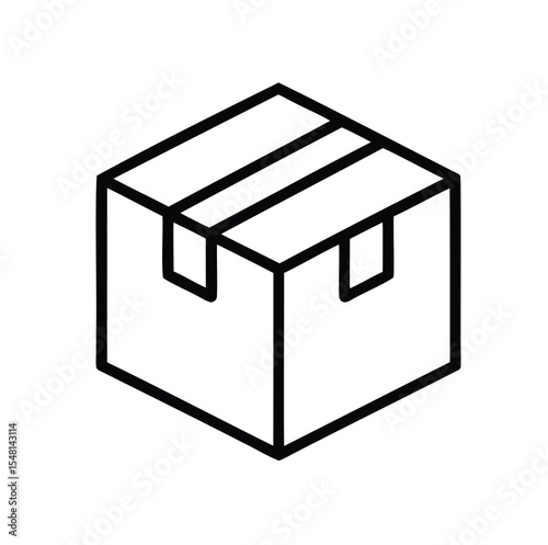 Shipping Box Outline Vector – Minimal Line Icon on White Background