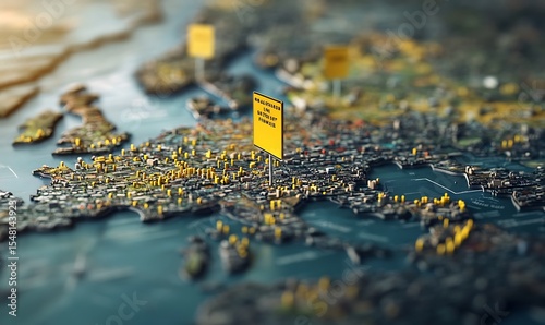 Map of Europe with Flag and Made in Europea Sale Tag. 3d Rendering. Generative Ai