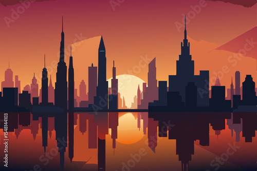 sunset over the city
