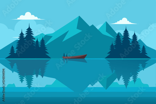 vector illustration of a mountain landscape with trees