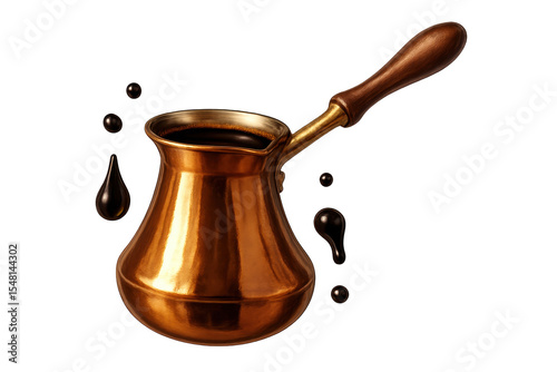 Wallpaper Mural Elegant copper coffee pot isolated on a transparent background, traditional Torontodigital.ca